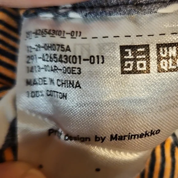 Marimekko x Uniqlo Floral Dress L Nordic Print Cotton A-Line Shift Retro Mod - Picture 5 of 6